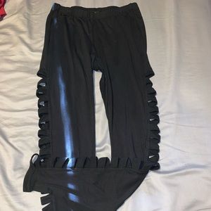 Black crisscross leggings